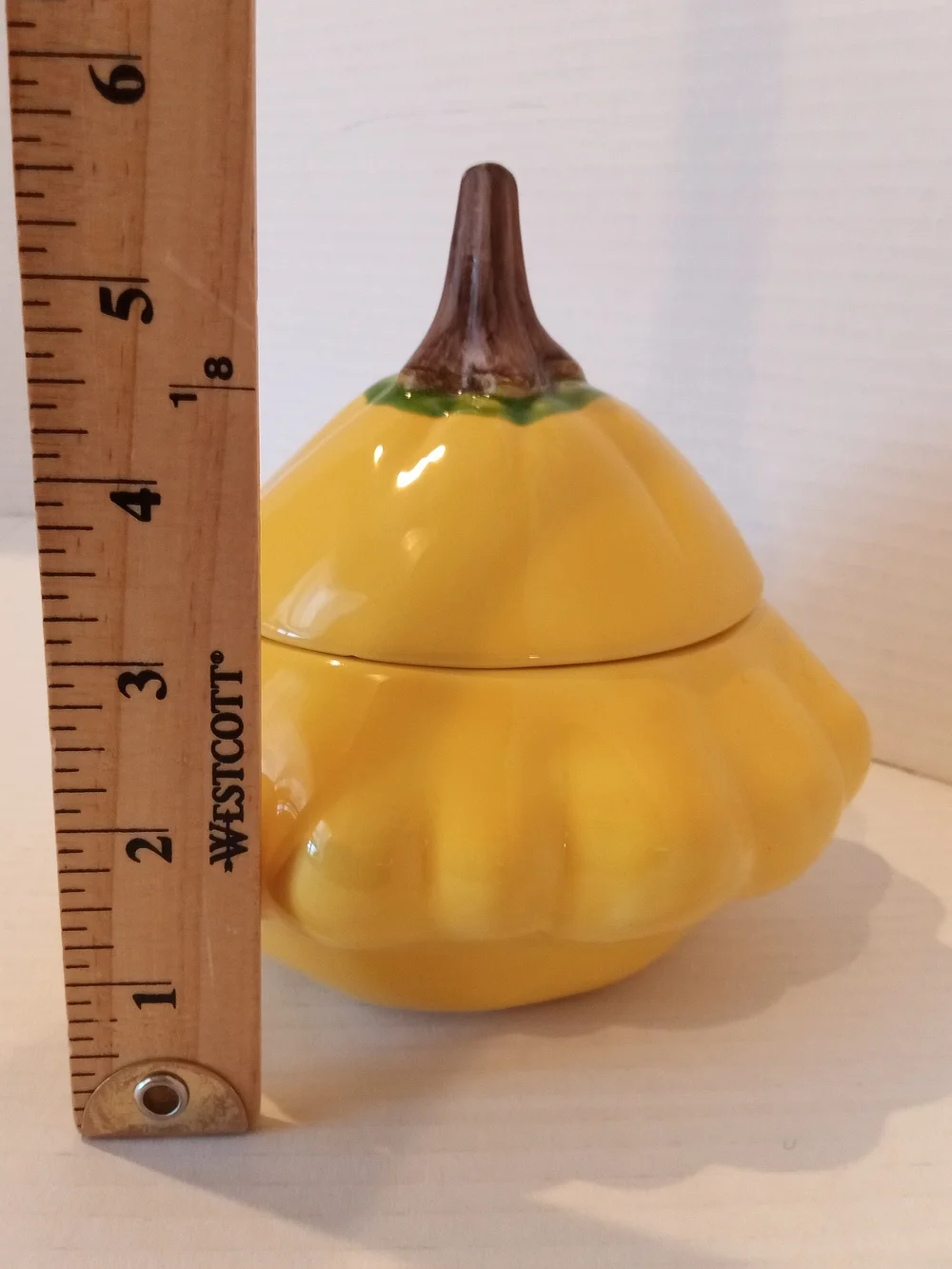 Williams Sonoma Ceramic Squash Trinket/Candy Dish with Brown Stem